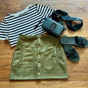 Olive Green Faux Suede Mini Skirt
